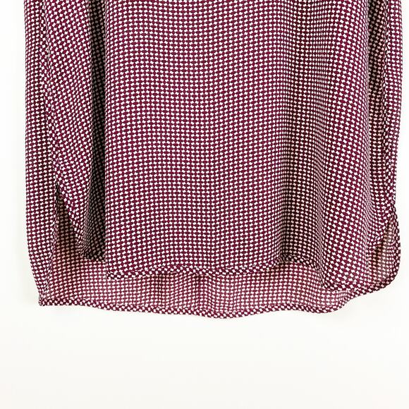 Loft Sleeveless Long Oversized Blouse Modest Red Cream Womens Size Medium - Picture 5 of 11